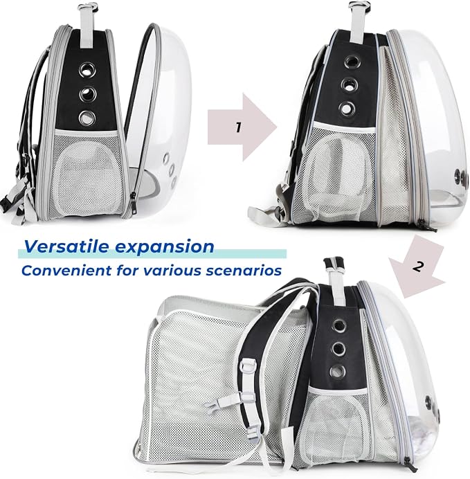 Lollimeow Bubble Expandable Cat Backpack for Puppies and Small Pets with Mini Fan