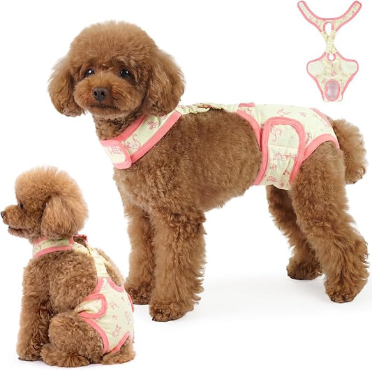 Lelepet Dog Diapers Female,Washable Reusable Dog in Heat Diaper,Leakproof Doggie Diapers for Female Dogs with Suspenders,Adjustable & Absorbent Pet Sanitary Pants for Period,Incontinence & Training