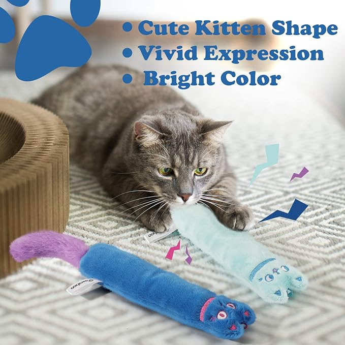 Pawaboo Interactive Cat Toy with Running Mouse, 2 Pack Catnip Toys with Bell and Crinkle Paper