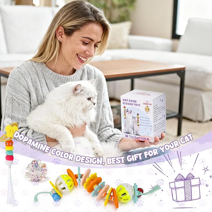 2*Magic Organ Cardboard Cat Scratcher Toy, 1*Cat Chew & Kicker Toys (2PCS)