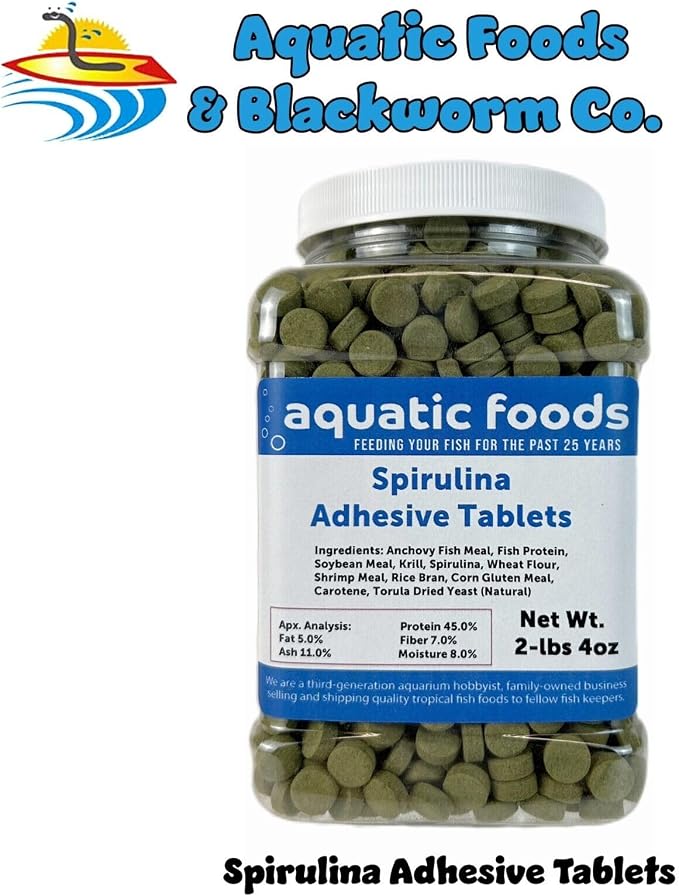 1/2" x 3/8" Spirulina Glass Sticking Wafers for Tropical & Community Fish Tetras, Guppies, Angel Fish, Cichlids, Goldfish. All Tropical Fish - WL…2-lbs 4oz Jar
