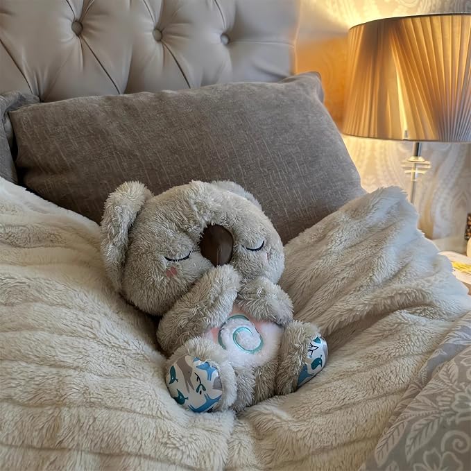 The Relief Koala Sleeping Plush Breathing, Koala Breathing Stuffed Animal Evoraco Soothing Evora Anxiety Relief Koalas Calm Sleeping Buddy Mush Plush with Heartbeat (1PC)