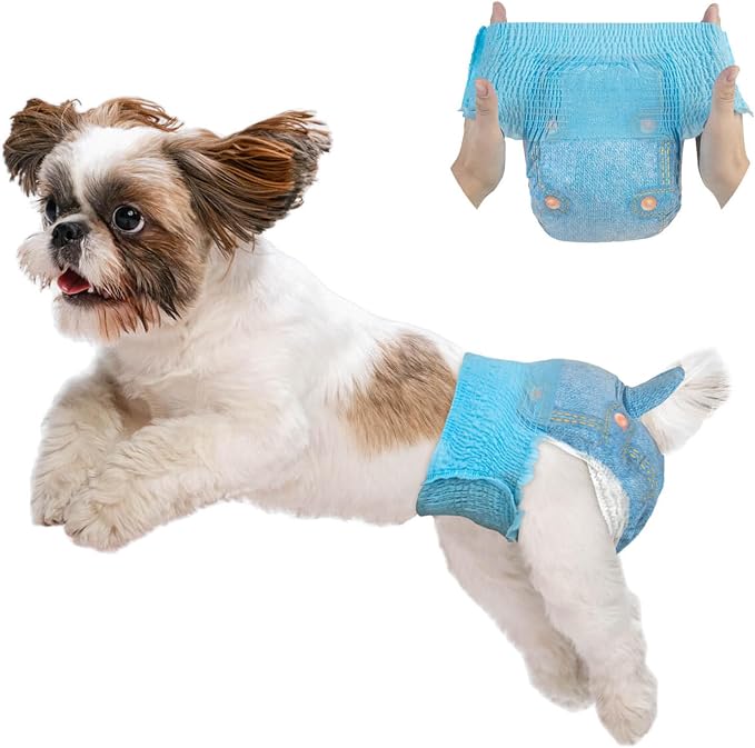 Dono Dog Diapers Female-60PCS, Disposable Pull Up Stretchy Waist Wraps for Female Puppy Dogs in Heat Period Diapers, Super Absorbent 360° Leak-Proof Doggie Training Incontinence