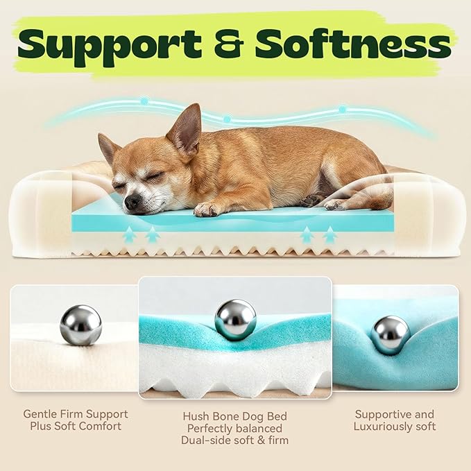 Orthopedic Dog Bed for Small Dogs,Cooling Gel Memory Foam Pet Bed with Removable Waterproof Cover,Puppy Couch Bed Washable for Joint Pain Relief,Grey,24"x18"x6"