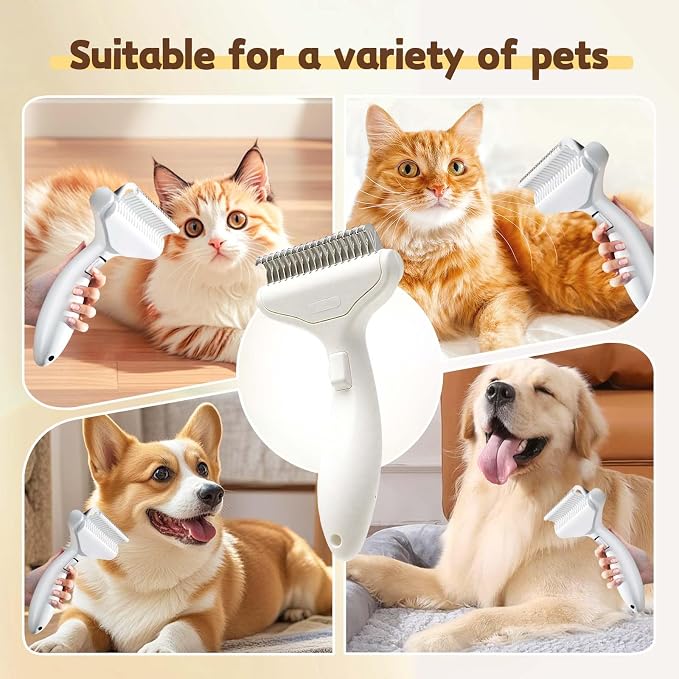 Pet Grooming Brush, 2026 Upgrade Undercoat Rake, Dematting Comb for Dogs and Cats, Removes Tangles Knots and Loose Fur Designed for Thick Coats Long Hair Daily Pet Grooming Use