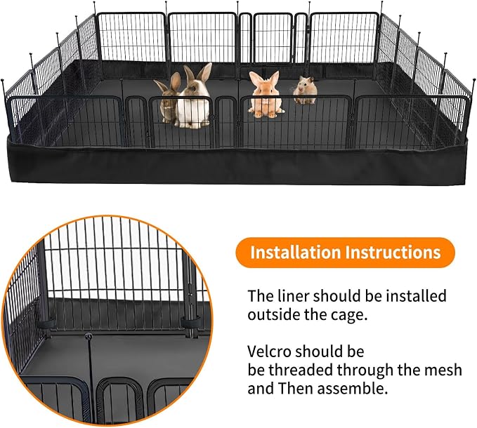 AKEfit Guinea Pig Cage Liner Tarp Bottom Waterproof and Washable for Rabbits, Bunny, Chinchesillas, Hedgehog, Ferrets and Hamsters, 48 "L x 24 "W x 4 "H-Black