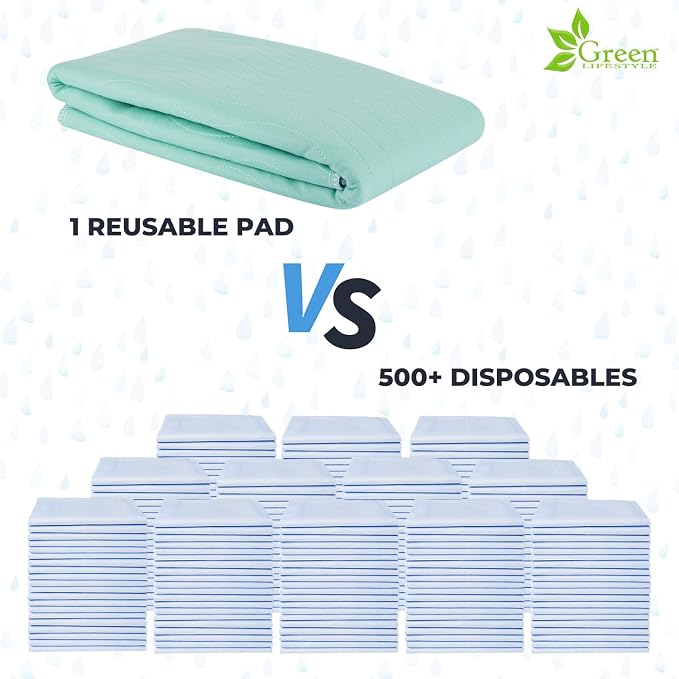 GREEN LIFESTYLE® Washable Underpads Pack of 6 - 30x34 and Pack of 2 - 41x41 Bundle - Heavy Absorbency Reusable Bedwetting Incontinence Pads for Kids, Adults, Elderly, and Pets
