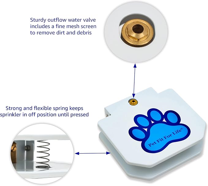 Pet Fit For Life Dog Pedal Water Fountain - Step-On Sprinkler, Drinking Water Hose Toy and Water-Play for Dogs, Includes Giant Tennis Ball