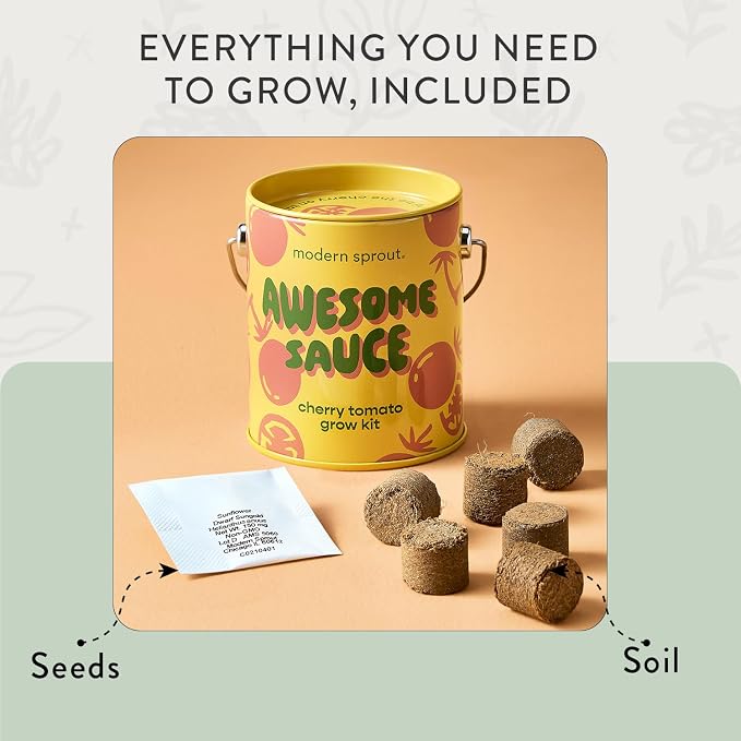 Modern Sprout Complimentary Color Grow Kits (Pack of 6) - Seed Starter Kit - Includes Strawberry, Sunflower, Cactus, Tomato, Melon & Lavender Seeds - Gardening Gifts that Grows with Love