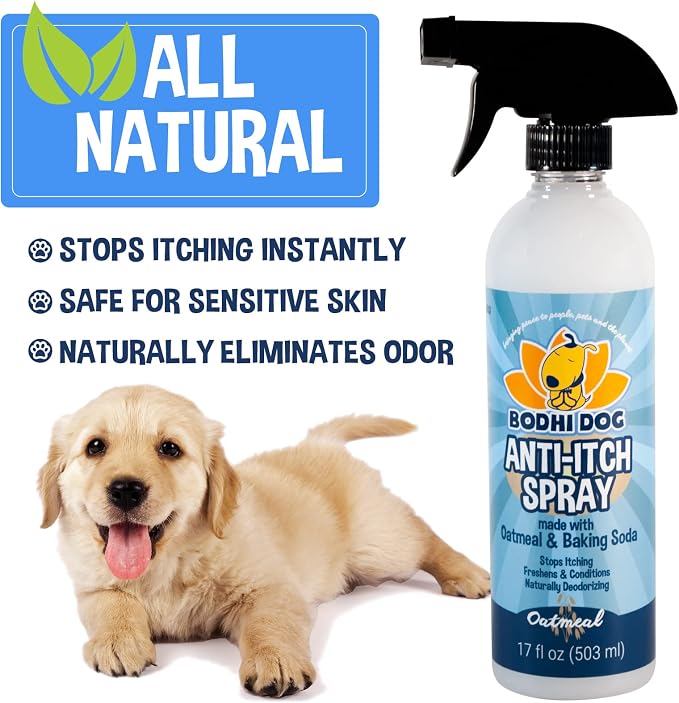 Bodhi Dog Itch Relief Spray - Natural Relief for Dry, Itchy, Allergic, or Bug-Bitten Skin - Safe for Dogs & Cats - Soothing Oatmeal Formula - Made in USA (Oatmeal, 17 Fl Oz)