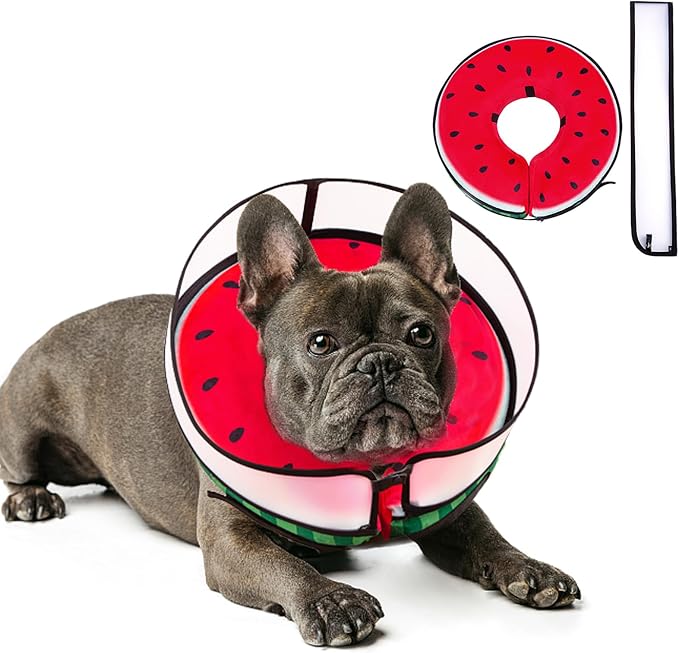 Inflatable Dog Cone Collar with Enhanced Anti-Licking, Soft Neck Donut for Dogs Cats, Recovery Pet Cone Collar After Surgery for Large Medium Small Dogs… (Watermelon, Medium)