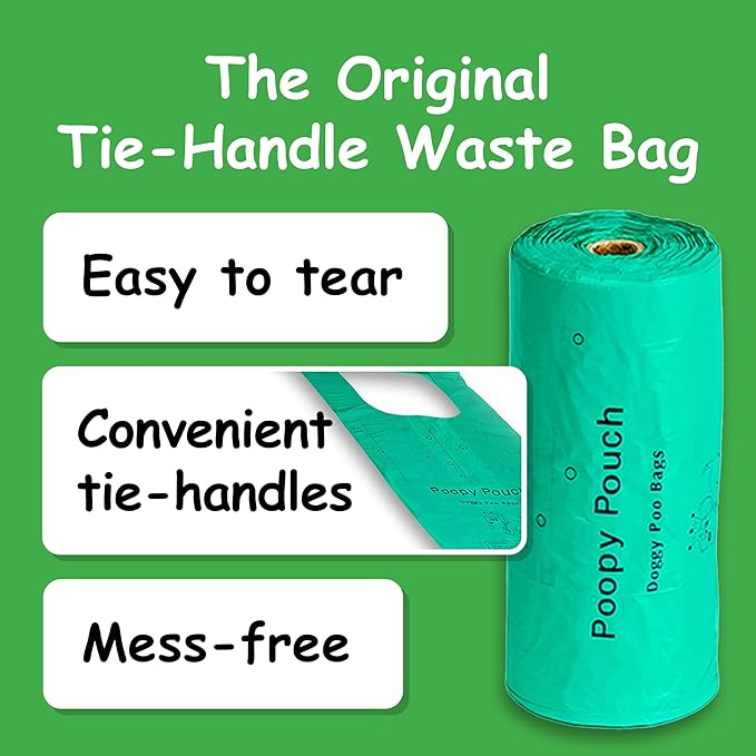 Tie-Handle Pet Waste Bags - 2,000pcs of 7"x15" Lemon-Scented Dog Poop Bags with Handles - Compatible with Most Roll-Style Dispensers - Durable, Leak-Proof, and Keeps Odors at Bay