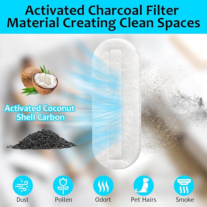 2026 Upgrade 10pcs Ceiling Fan Filters for Blades Easy-Stick Strong Fixity Activated Coconut Carbon Fan Filter for Ceiling Fan, Universal Fan Blade Air Fresh Purifier Cat Litter Box Filter, White