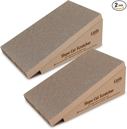 Best Pet Supplies Catify Cat Scratcher, Fun Interactive Scratchers, Posts, Poles, Claw Safe, Furniture Saver Indoor Play Support Natural Cat Behaviors Heavy Duty - Slope (2 Pack)