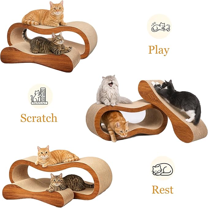 Simple Deluxe Cat Scratcher, 2 in 1 Cat Scratching Board, Cat Cardboard, Scratch Lounger, Large, 27.56 x9.45 x8.86 inch
