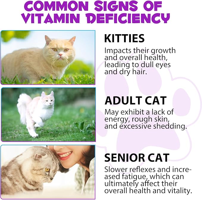 VOSIFSDIY Cat Multivitamin,15 in 1 Cat Vitamins Liquid Drops Supplements for Heart Health, Bones, Joint, Skin & Coat, Bladder, Immune System Support 60ml-2pcs