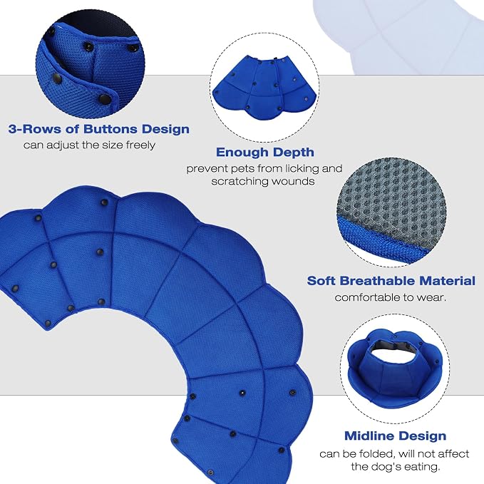 Soft Dog Cone Collar Alternative to Stop Licking,Comfort Recovery Collar for Large, Medium,Small Dogs,Adjustable Elizabethan Collar Alternative,Dogs Recovery Collar After Surgery,Blue,XL