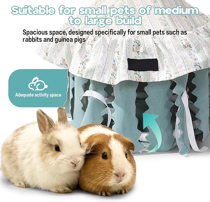 Hamster Hideout Tent with Curtain,Bunny Hideout, Machine Washable Guinea Pig Hide Tent Houses & Habitats, Triangular Hideout Shelter Small Animal Bed,Ferret, Rat, Chinchilla, Squirrel（Round）