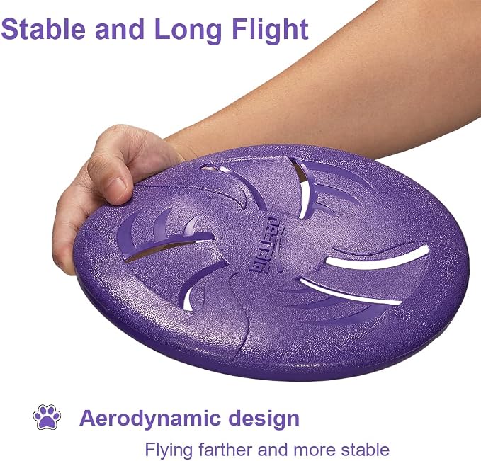 Indestructible Dog Discs, Interactive Catch & Fetch Toys for Small Dogs, Floats in Water & Safe on Teeth, 7.48 inch (Small, Purple)