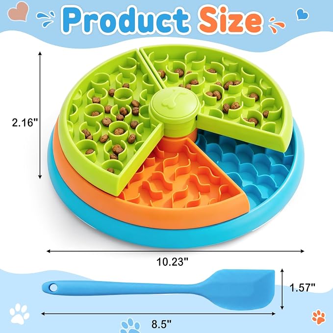 2 Pcs Slow Feeder Dog Bowl 3 Levels, Non-Slip Interactive Dog Puzzle Feeder for Small/Medium/Large Dogs, Mental Stimulation Puzzle Toy
