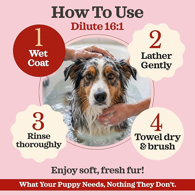2in1 Hypoallergenic Dog Shampoo & Conditioner, Tearless Dog Wash for Puppies with Oatmeal & Collagen Formula, Itchy Skin Relief, White Musk Scent, Moisturizing & Skin Sensitive Friendly, 1 Gallon