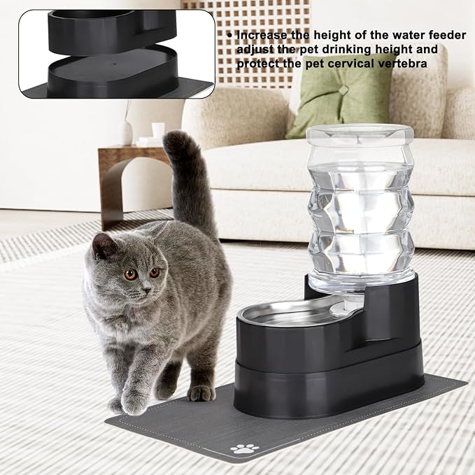 RIZZARI Automatic Dog Water Dispenser: 7L Black Stainless Steel Waterer - Elevated Design Eases Joint Strain & Supports Spine Health-Helps Prevent Urinary Stones-for Senior & Large Dogs-Indoor Use