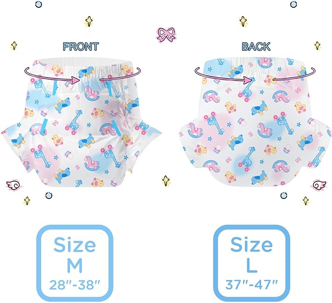 CutiePlusU Disposable Diaper 10 Pieces Protective Underwear Absorbent Briefs White Pink(Large 37"-47")