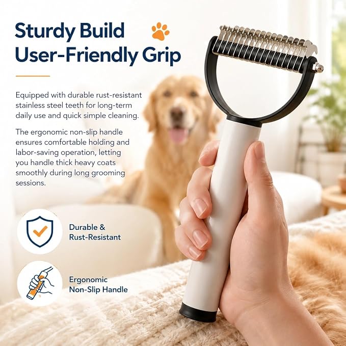 2026 Upgraded Double Sided Deshedding Pet Brush,Double Teeth Pet Grooming Comb,Professional Pets Deshedding Curve Blade Dog Brush,Suitable For Cats,Dogs,And Horses (Mix)
