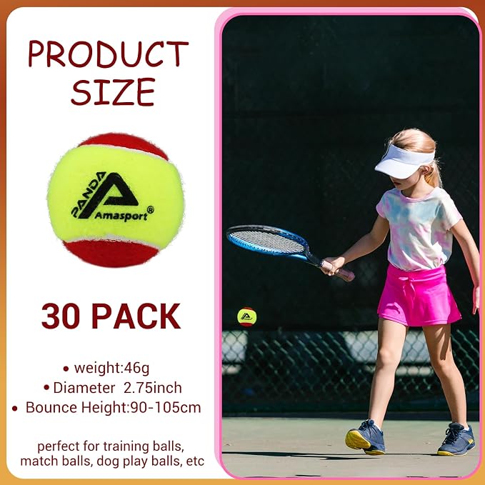 AMA SPORT Tennis Balls - 25%-50%-75% Low Compression Stage Practice Tennis Balls for Beginners Youth Training