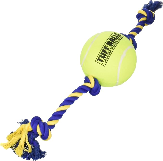 PetSport Mega Tuff Ball Tug Dog Toy - Mega Tennis Balls for Large Dogs, Dog Tug Toys, Great for Boredom & Aggressive Chewers, Dog Toy, Certified Non-Toxic, Won’t Wear Down Teeth - 6"