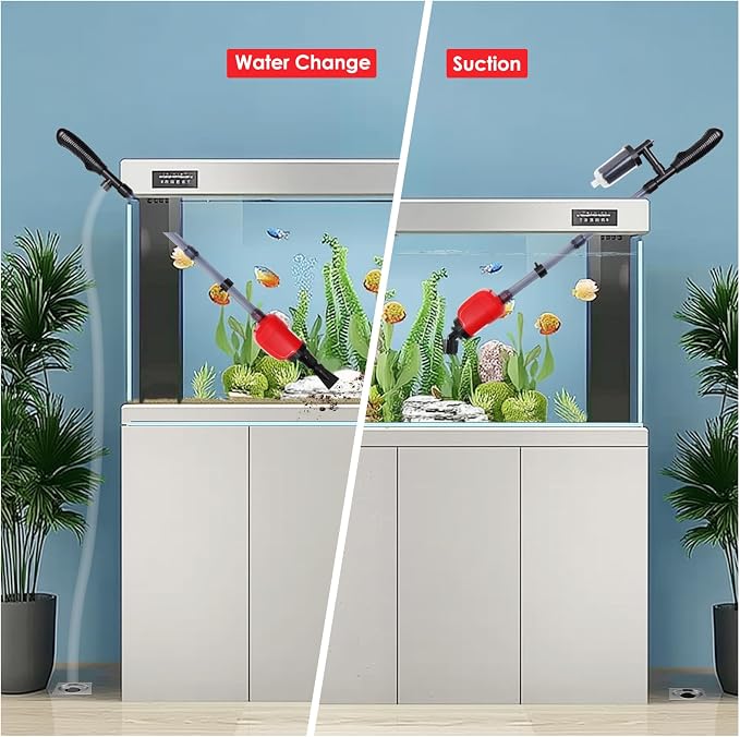 36W Electric Gravel Cleaner for Aquariums, Automatic Fish Tank Vacuum for Water Change & Sand Cleaning, with Adjustable Telescopic Pole for Large Tanks
