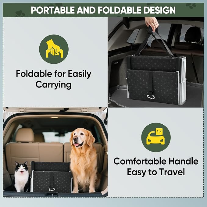 Sakerplus Dog Ramps for Car, 17.7inch Wide Foldable Dog Stairs with Non Slip Surface, Portable Pet Steps for SUV, High Beds, Truck, Support Up to 200lb, 5 Steps