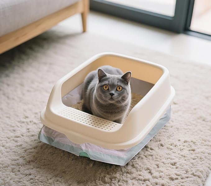 40 Count Jumbo Cat Litter Box Liners - 2 Mil Thick & Claw Resistant, 37"x18" Drawstring Bags for Deep Pans, Leakproof & Tear Proof Heavy Duty Liners