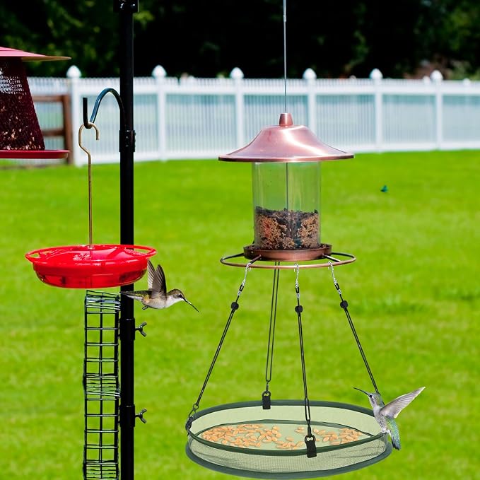 FoldTier 2 Pieces 16 Inch Universal Wild Bird Seed Catcher Hanging Hoop Platform Bird Seed Catcher Tray for Hummingbird Feeders Bee Feeder Outdoor Garden Accessories