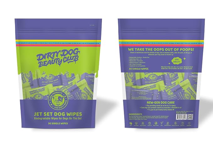 Individual Dog Wipes - QTY 2 Thick, Gentle, Biodegradable, Chemical Free, Alcohol Free, Soothing with Calendula and Aloe - (60 Count), Unscented 5 Stars - Soft yet Quality Organic Ingredients TWO PK