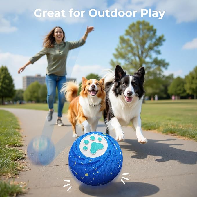 Lovkid Smart Interactive Dog Toys – Vibrating & Rolling Chew-Resistant E-TPU Dog Ball for Aggressive Chewers, USB-C Rechargeable and Waterproof, Keep Dogs Busy and Entertained(Blue)