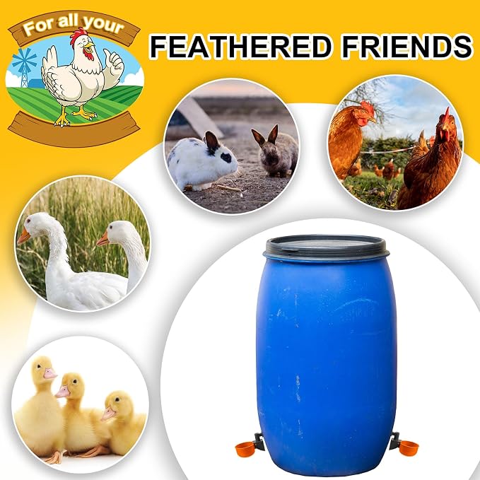 Tanlade 50 Pcs Automatic Chicken Waterer Cups Chicken Feeder for PVC Pipe Waterer Kit for Poultry Duck Goose Turkey Bunny (Orange,Classic)