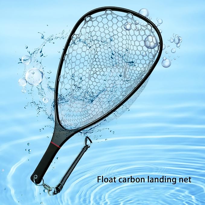 Aventik Fly Floating Fishing Net Carbon Fiber Landing Trout Net Light Weight Clear Rubber Ghost Net Catch & Release