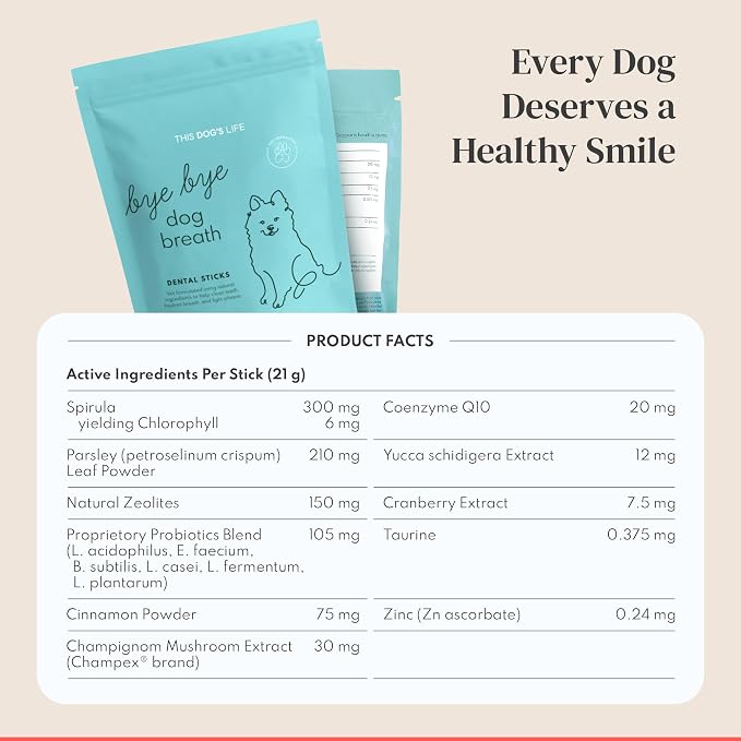 Dental Chews for Dogs – Scrapes Plaque, Freshens Breath, Fights Tartar – Dual-Layered Dog Dental Treats with Probiotics – Vet Formulated with 16 Active Ingredients – All Dog Sizes – Made in The USA
