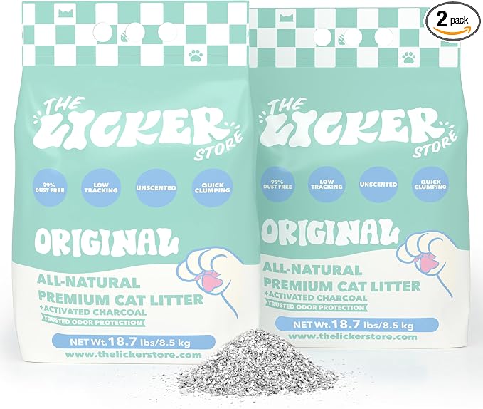 CLR2000A-SET2 Unscented Premium Clumping Bentonite Clay Cat Litter w/Activated Charcoal, Natural Odor Control, 99% Dust-Free, 18.7 LBS (Set of 2)