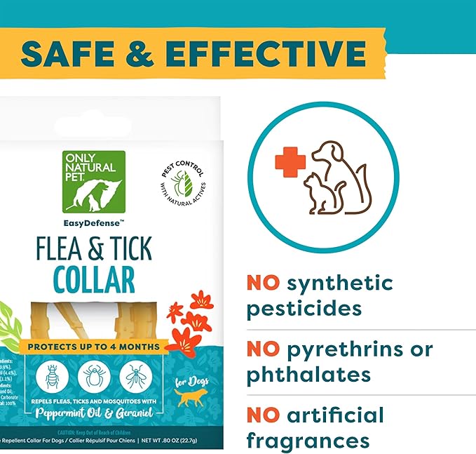 Only Natural Pet EasyDefense Non-Toxic Flea & Tick Collar for Dogs (2 Pack)