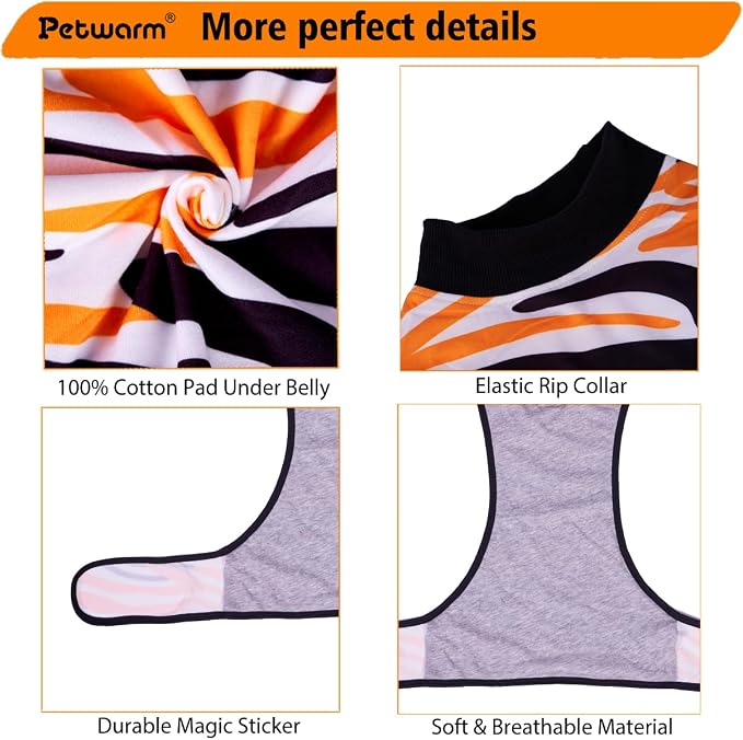 PetWarm Dog Surgery Recovery Suit, Dog Spay Recovery Suit Female and Male, Onesie for Dogs, Spay Neuter Bodysuit for Abdominal Affected Areas Sensitive Skin Areas, Leopard Pattern, Black, L