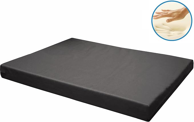 Dogbed4less Memory Foam Platform Dog Bed, Crate Mattress for Orthopedic Joint Relief with Waterproof Removable Cover Medium Large 34X27X3 Space Gray