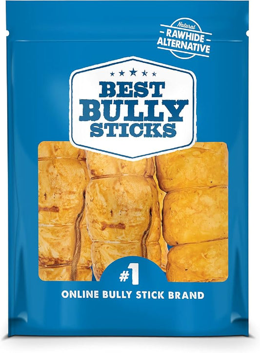 Best Bully Sticks Peanut Butter Beef Cheek Treats - Medium 4 Count (Pack of 1) - All-Natural, Collagen-Rich, Healthy Dog Treats