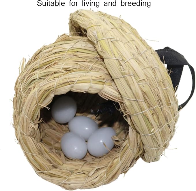 Hamiledyi Natural Wood Bird Playground - Large 3-Tier Perch Stand and Birds Nest Straw