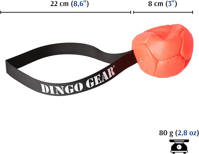 DINGO GEAR WWW.DINGOGEAR.COM 1977 Set Faux Leather Ball with Pump for Dog Training, as Reward for Fetch tug of war, for Strong Dog, Handmade, 3in Orange Z30029