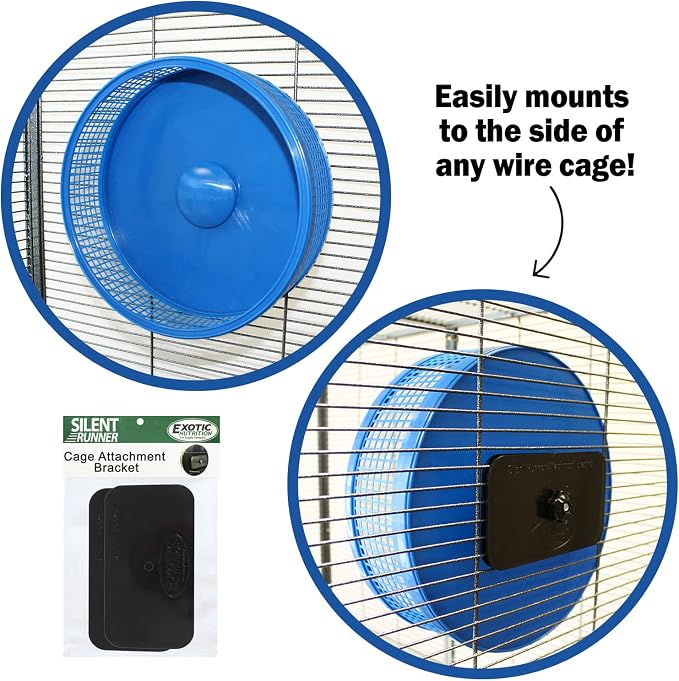 Silent Runner Pro | Sugar Glider Exercise Wheel (Blue with Attachment)
