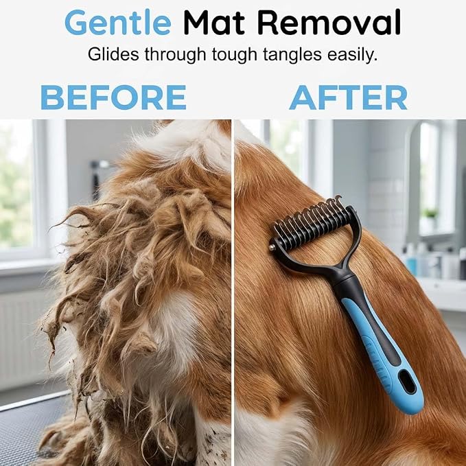 2026 Upgrade Double Sided Pet Grooming Brush, Dual Sided Pet Grooming Comb, Double Teeth, Silky Smooth, Convenient and Efficient for Dogs, Cats, Shedding, Bathing, and Daily Grooming (2PCS-Green)