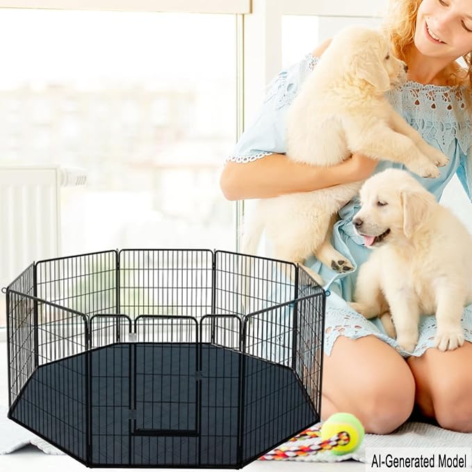 Dog Playpen Mat, Washable Pee Pad for Octagon Puppy Whelping Pading Leakproof Potty Training Pad Liner for Crate Kennel Indoor (Dark Grey, Octagon-XL-24'*60'( Wide*Diameter))
