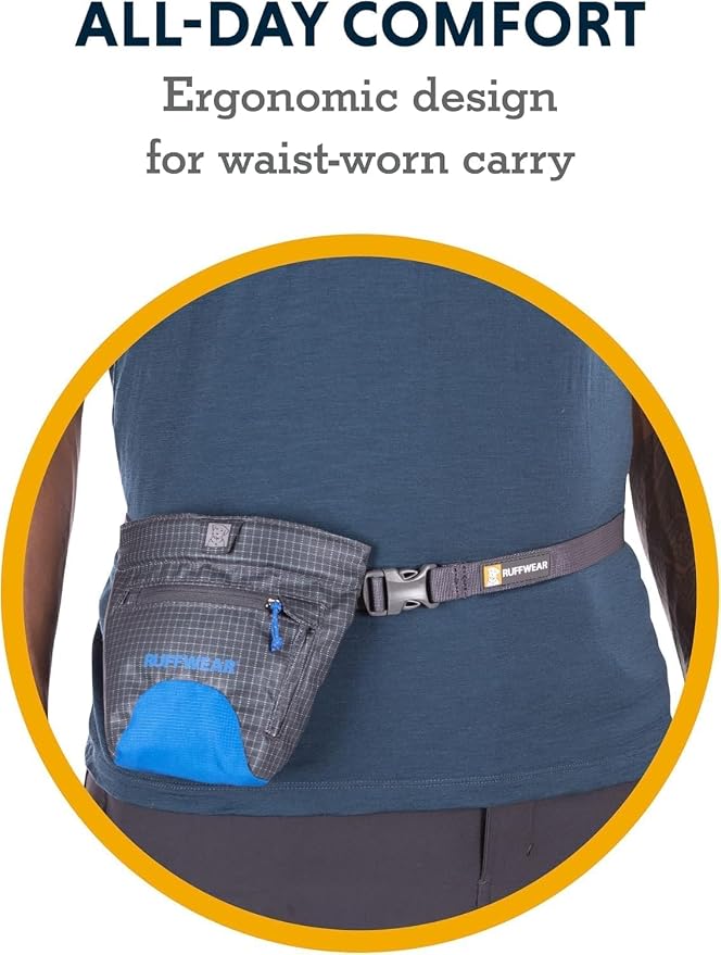Ruffwear, Treat Trader Dog Treat Pouch, Hands-Free Waist-Worn, One-Handed Magnetic Closure, Belt (30-48 in) or Clip, Waterproof Food-Grade Lining, Zippered Pocket, Clicker Loop, Brown Bear